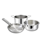 Premium Stainless Steel Tri-Ply Cookware Set (Cook Pot 16 cm, Tope 16 cm & Frypan 20 cm)