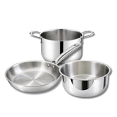 Premium Stainless Steel Tri-Ply Cookware Set (Cook Pot 18 cm, Tope 18 cm & Frypan 22 cm)