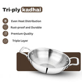 Stainless Steel Triply Kadhai (Induction And Gas Stove Friendly)