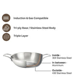 Stainless Steel Triply Kadhai (Induction And Gas Stove Friendly)