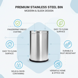 Premium Solid Stainless Steel Dustbin 10 ltr | Rust Resistant | Modern Hygienic Design for Home, Office & Bathroom