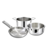 Premium Stainless Steel Tri-Ply Cookware Set (Cook Pot 16 cm, Tope 16 cm & Frypan 20 cm)