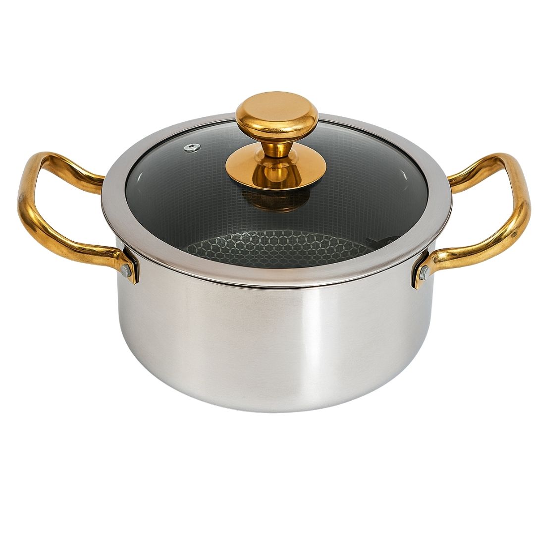 Honeycomb Soup Pot with Glass Lid – 26cm