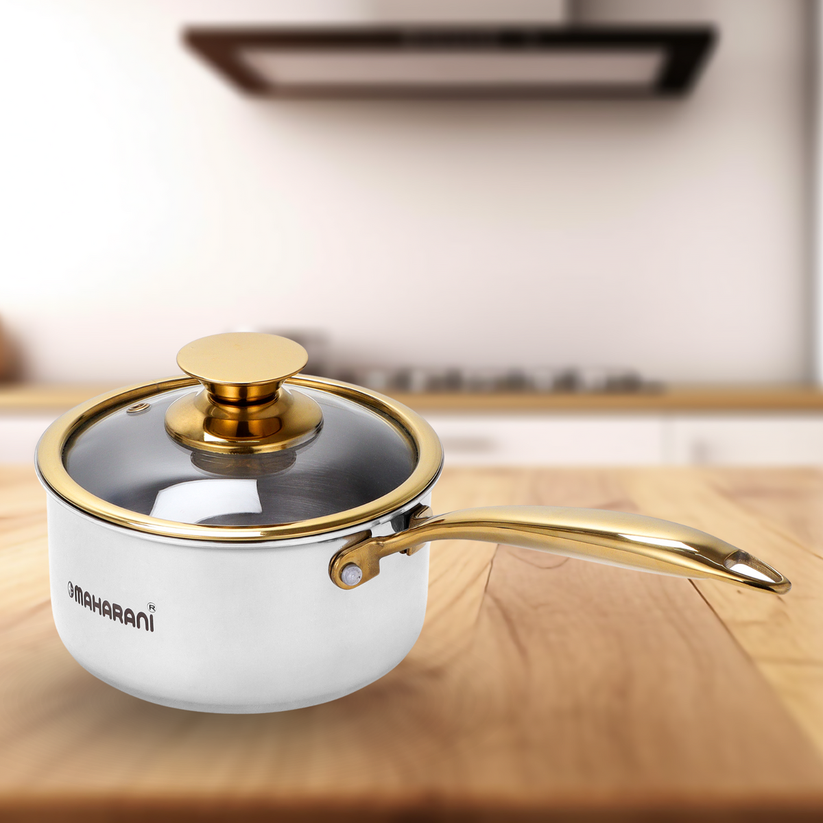 Triply Stainless Steel Gold Saucepan