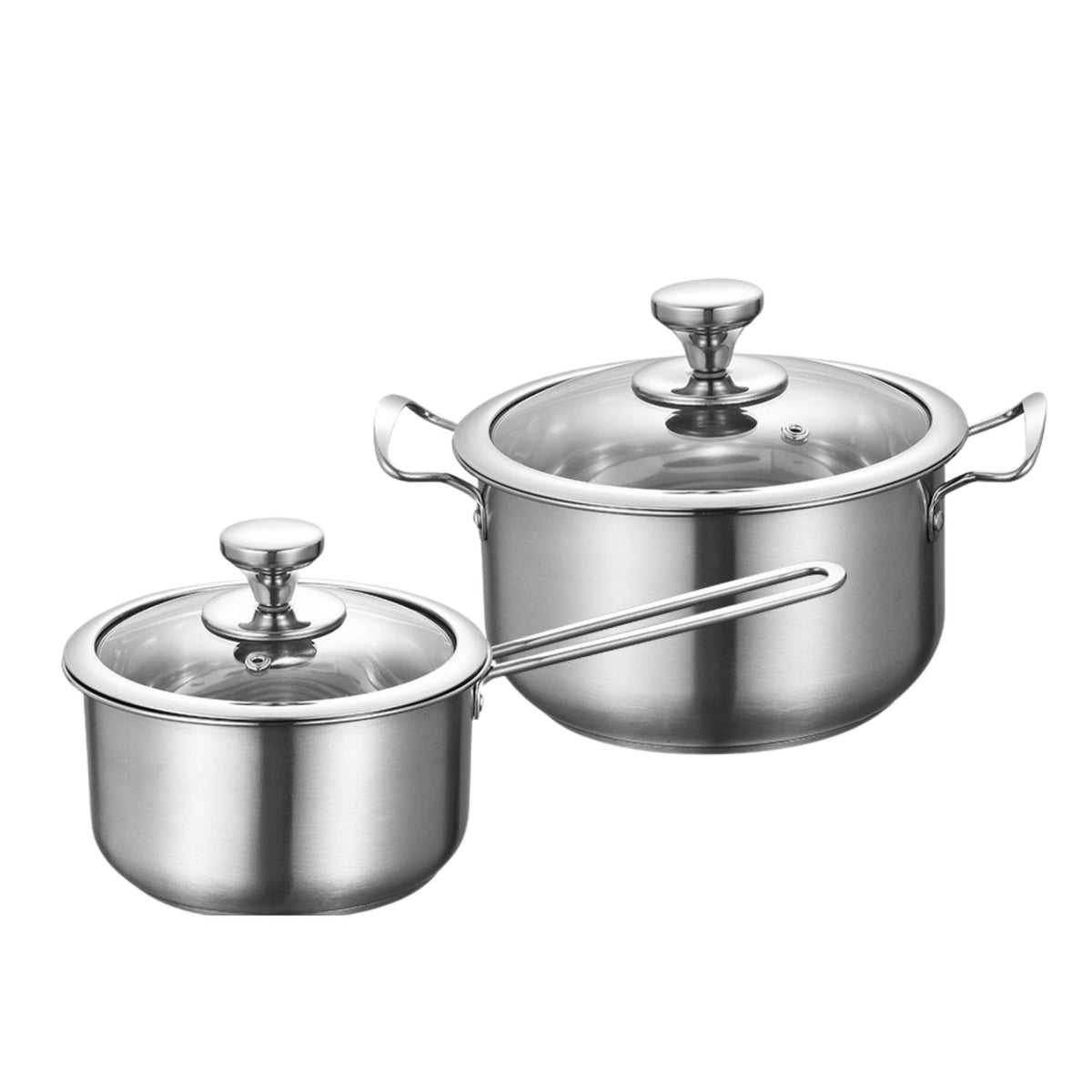 2 PCS COOKWARE SET WITH GLASS LIDS