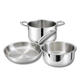 Premium Stainless Steel Tri-Ply Cookware Set (Cook Pot 18 cm, Tope 18 cm & Frypan 22 cm)