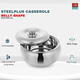 1500 ml Belly Shape Steelplus Stainless Steel Casserole | Hot & Fresh Food Storage Container