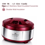 Thermoware Stainless Steel Casserole 1500 ml – Insulated Hot & Cold Serving Bowl, Maroon Color