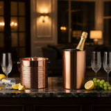 Premium Brushed Copper Wine & Champagne Chiller Bucket Insulated Double-Walled Stainless Steel Bottle Cooler