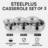 Steelplus Casserole combo 1500ml,2200ml,3500ml