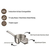 Stainless Steel Triply Sauce Pan    (Induction And Gas Stove Friendly)