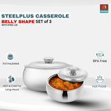 Steelplus Casserole combo 1500ml,2200ml,3500ml