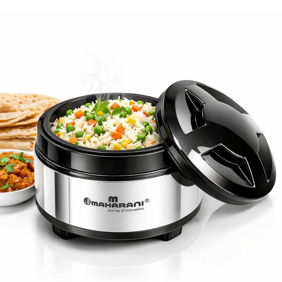 Maharani Stainless Steel Casserole 3500 ML | Hot & Fresh Food Storage | Insulated Serving Casserole