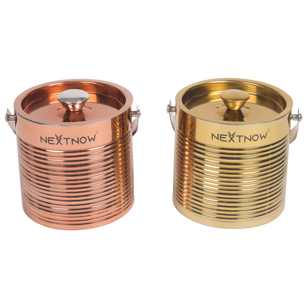 Rose Gold & Gold Stainless Steel Ice Bucket Combo with Tong | Premium Bar & Party Set of 2